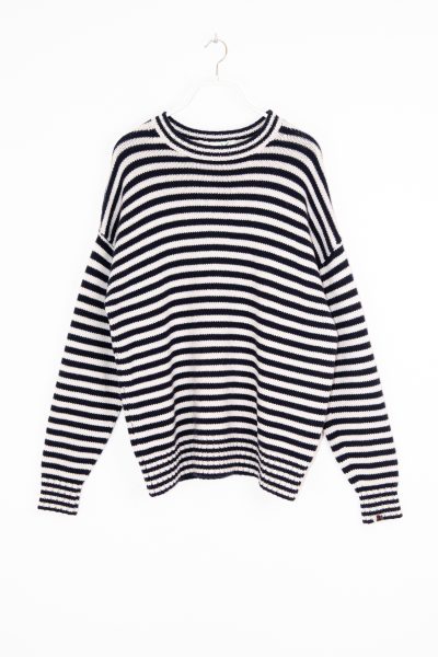 Extreme Cashmere "N373 Oldie Stripes" Pullover in Dunkelblau und Weiß