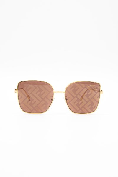 Fendi "40013U" Sonnenbrille mit Monogramm-Gläsern in Gold