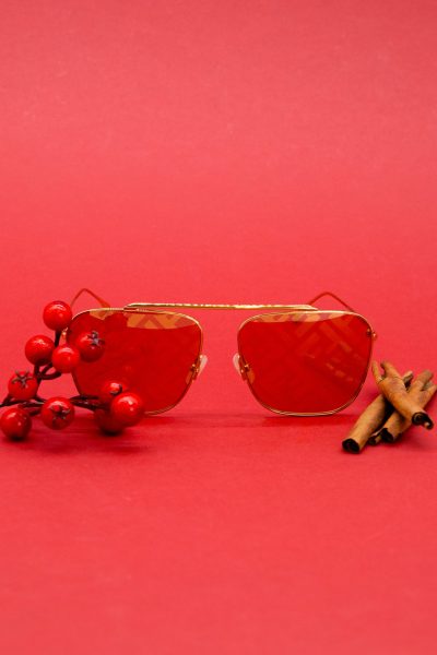 Fendi "FF0406/S" Sonnenbrille mit Monogramm-Gläsern in Gold und Rosa