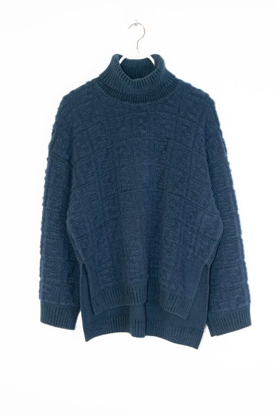 Fendi Strickpullover mit Rollkragen in Petrol