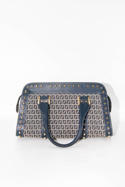 Fendi Vintage "Studded Top-Handle" Handtasche in Blau