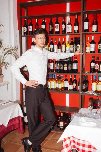 Finamore Braun schmales Hemd mit Stehkragen in Weiß