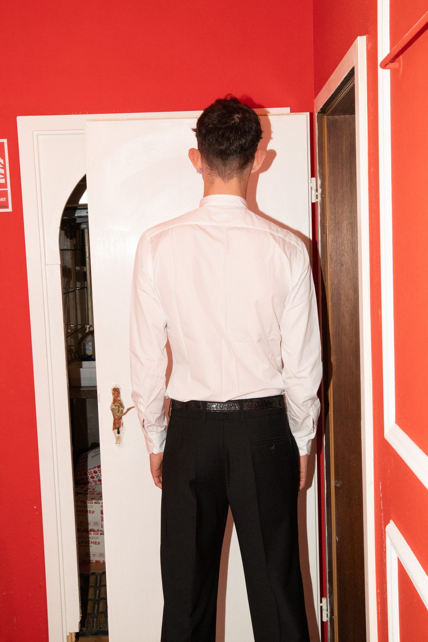 Thumbnail of http://Finamore%20Braun%20schmales%20Hemd%20mit%20Stehkragen%20in%20Weiß