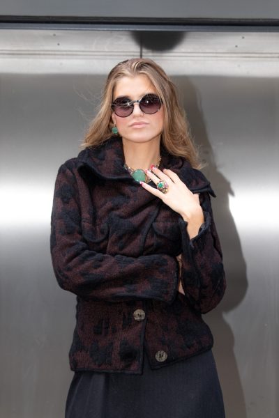John Galliano Jacke mit abstraktem Muster in Dunkelbraun