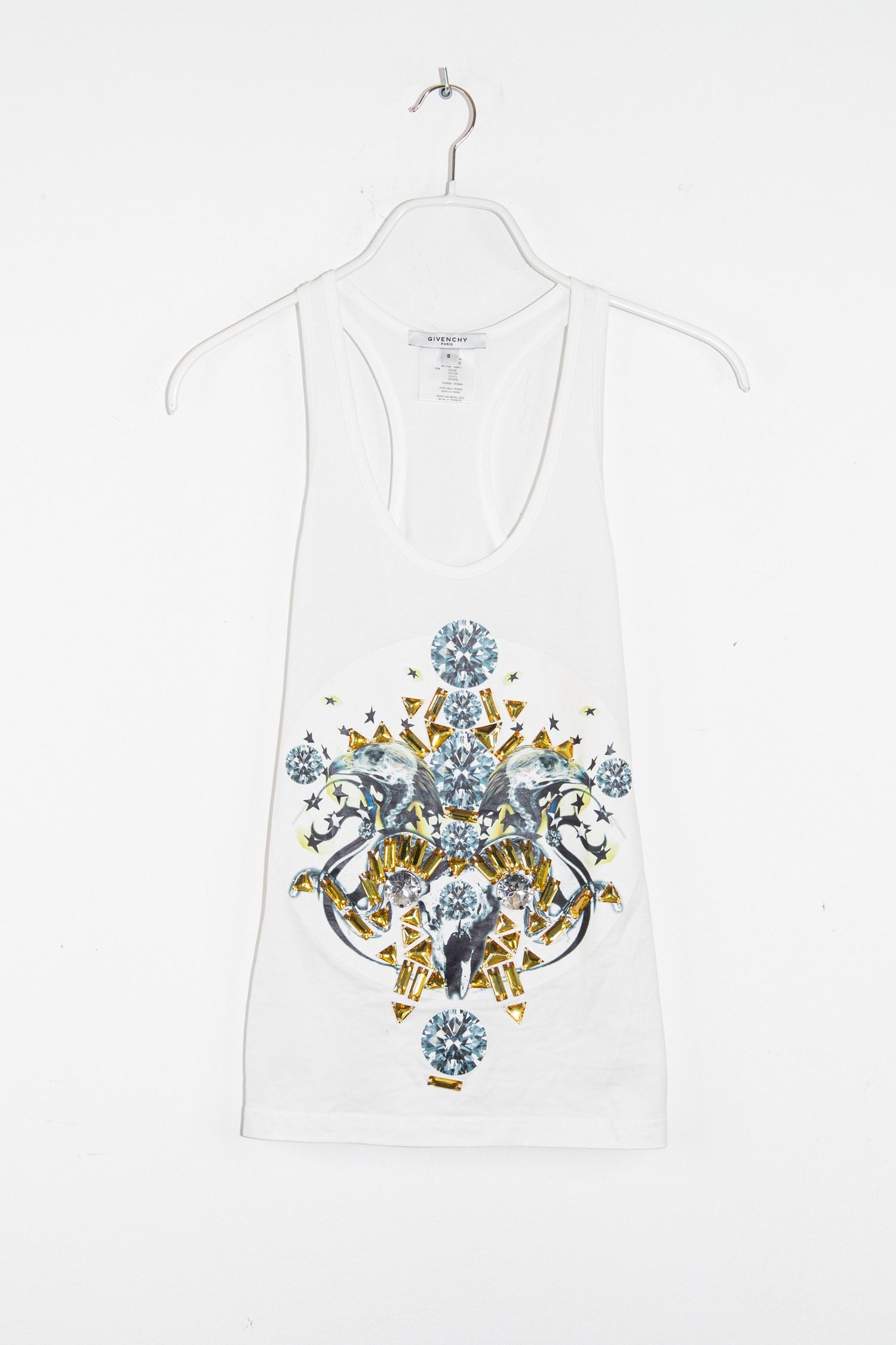 Thumbnail of http://Givenchy%20Top%20mit%20Print%20und%20Schmucksteinen%20in%20Weiß