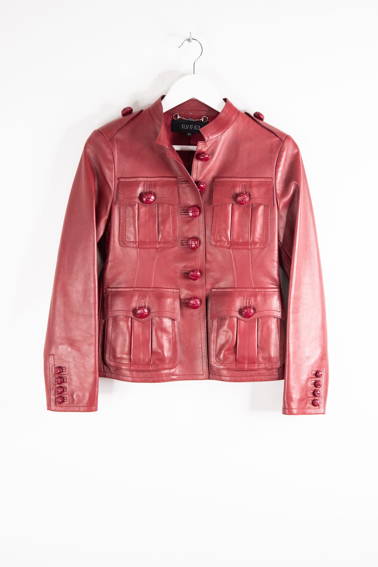 Gucci Vintage Lederjacke in Bordeaux