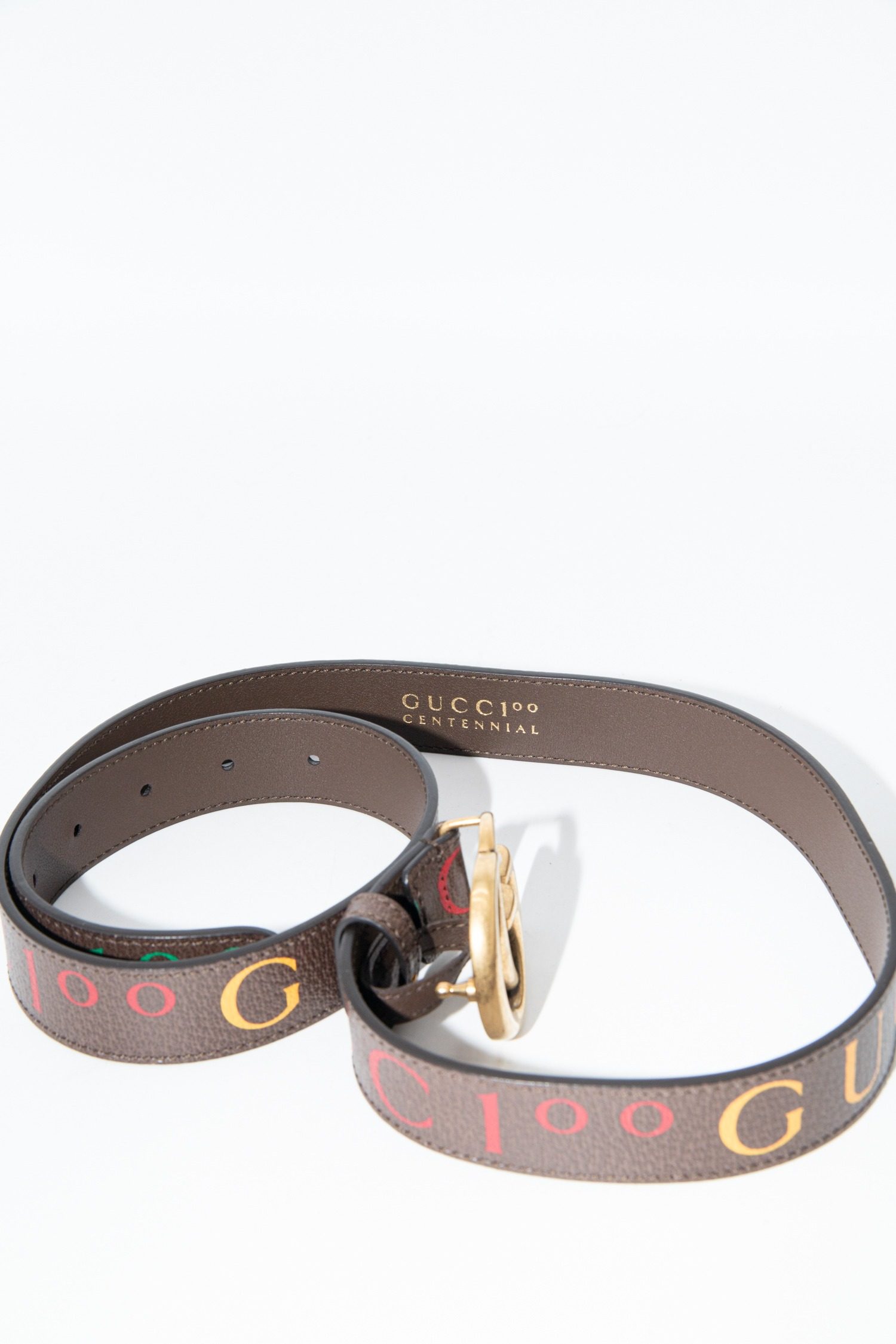 Thumbnail of http://Gucci%20Gürtel%20mit%20Logo-Print%20in%20Braun%20und%20Gold