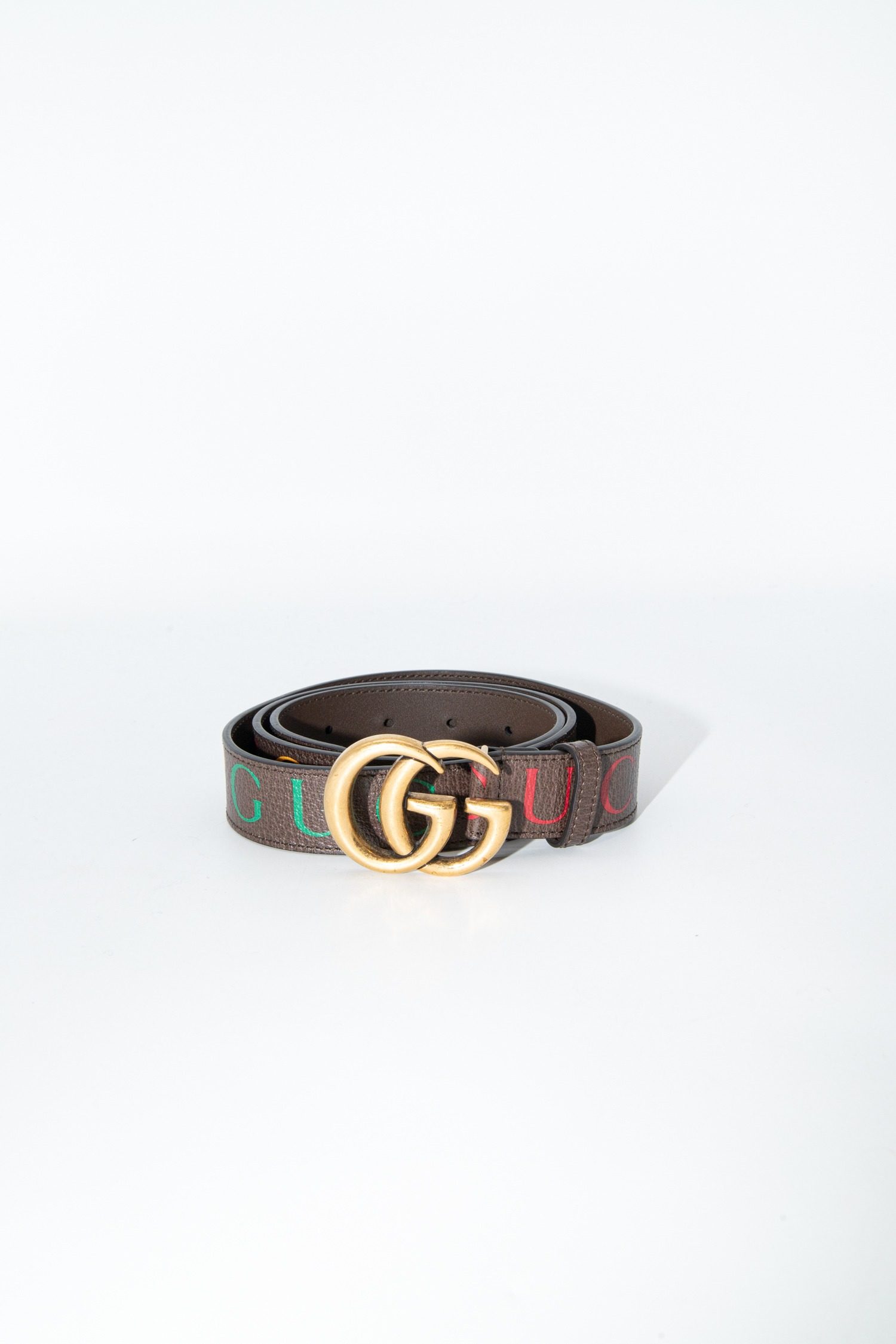 Thumbnail of http://Gucci%20Gürtel%20mit%20Logo-Print%20in%20Braun%20und%20Gold