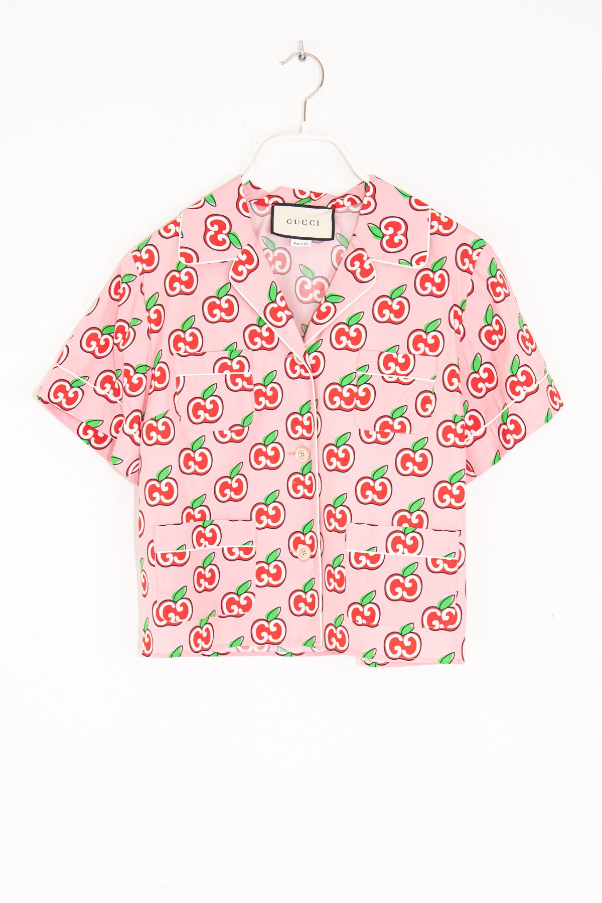 Gucci Hemd mit GG Apfel Print in Rosa und Rot