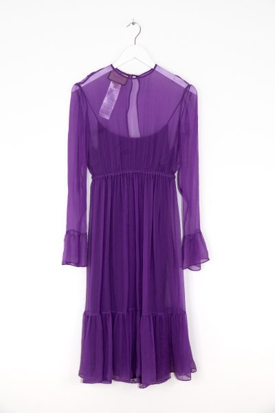 Gucci Minikleid mit Volants aus Seidenchiffon in Lila