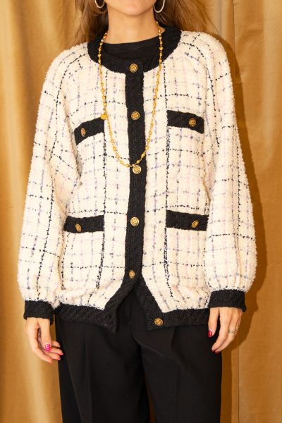 Gucci Oversized Tweed-Jacke in Cremeweiß