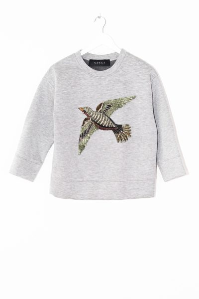 Gucci Sweatshirt mit Vogelmotiv in Grau