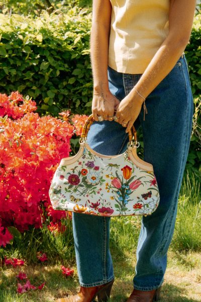 Gucci Vintage "Bamboo Flora" Handtasche mit floralem Muster