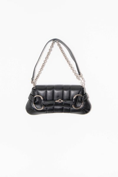 Gucci "Horsebit Chain" kleine Schultertasche in Schwarz