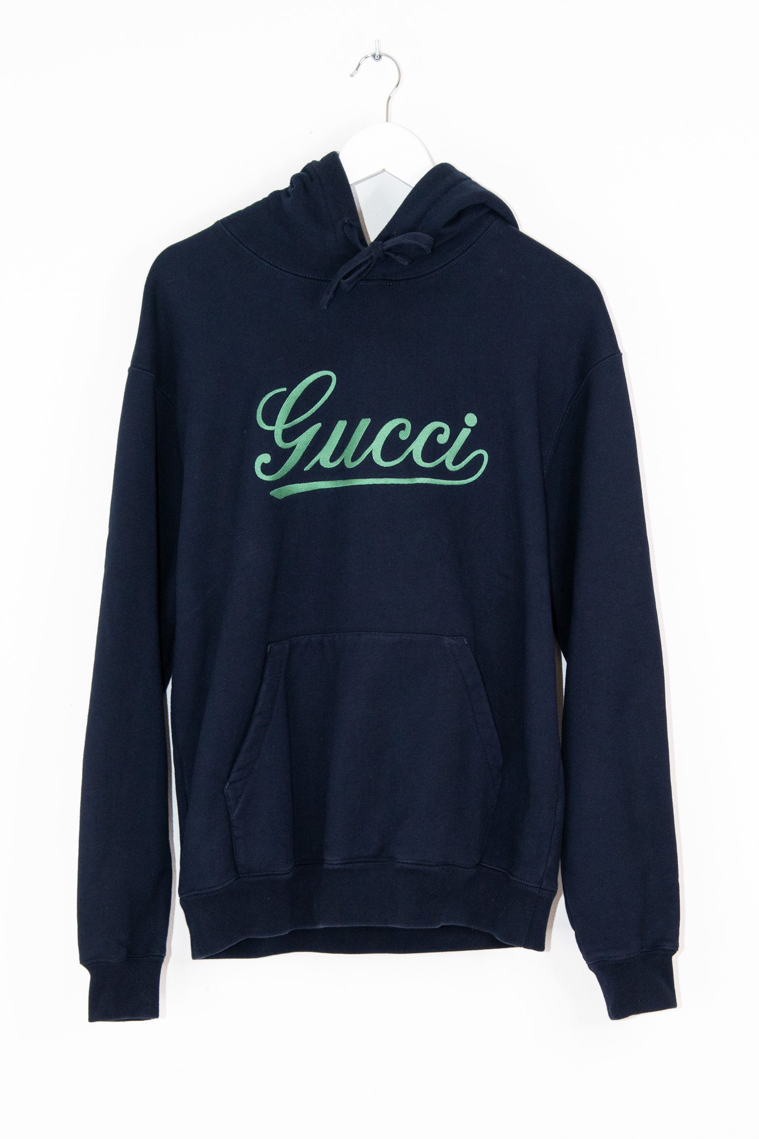 Gucci Hoodie mit gesticktem Schriftzug in Dunkelblau