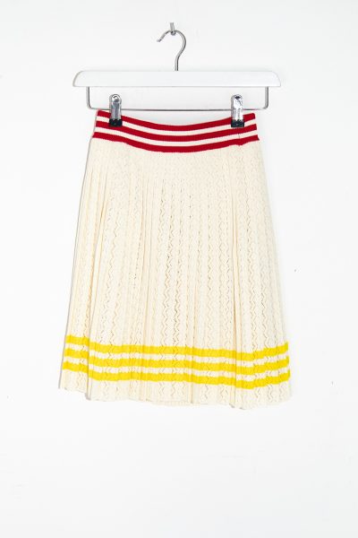 Gucci x Adidas Plisseerock in Ecru, Rot und Gelb