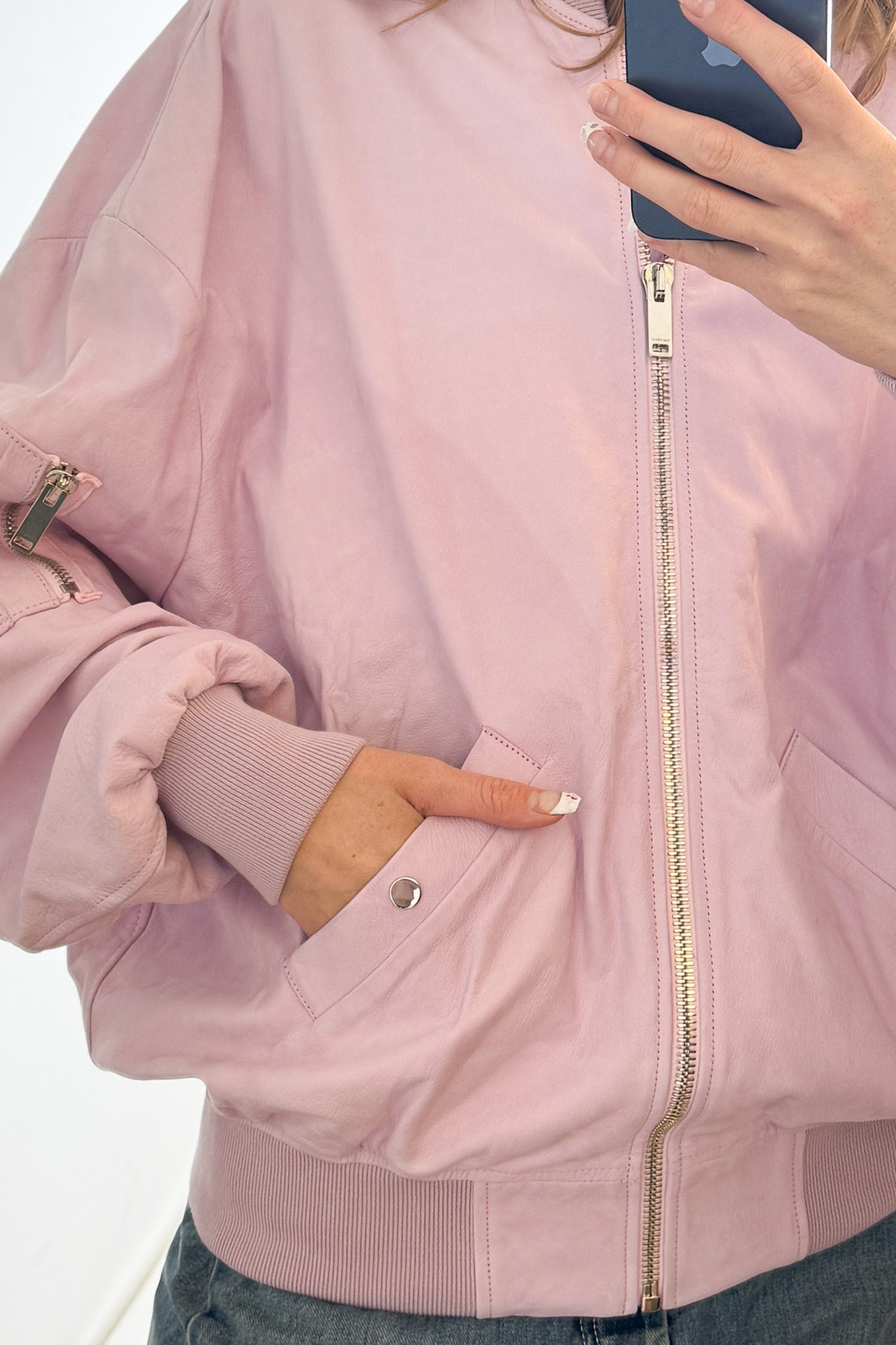 Thumbnail of http://Halfboy%20Oversized%20Leder-Bomberjacke%20in%20Rosa