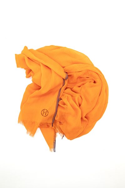 Hermès "Naoshima" Tuch in Orange und Dunkelblau