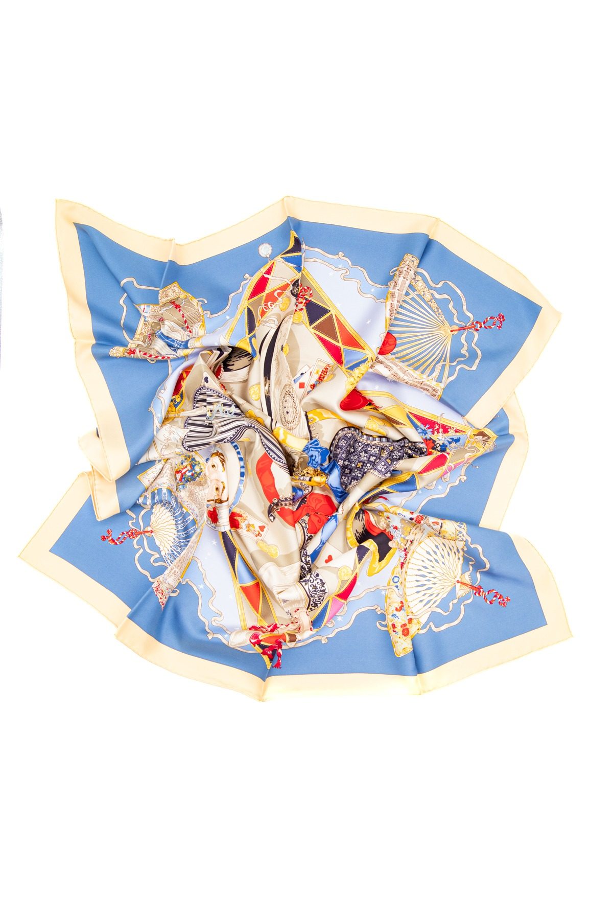 Thumbnail of http://Hermès%20„Mon%20Ami%20Pierrot“%20Seidentuch%20in%20Gelb%20und%20Bunt