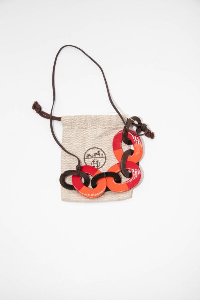 Hermès "Karamba" Halskette in Braun, Rot und Orange