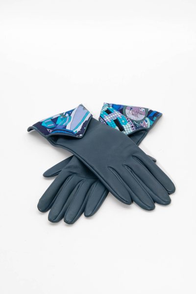 Hermès feine Lederhandschuhe in Blau
