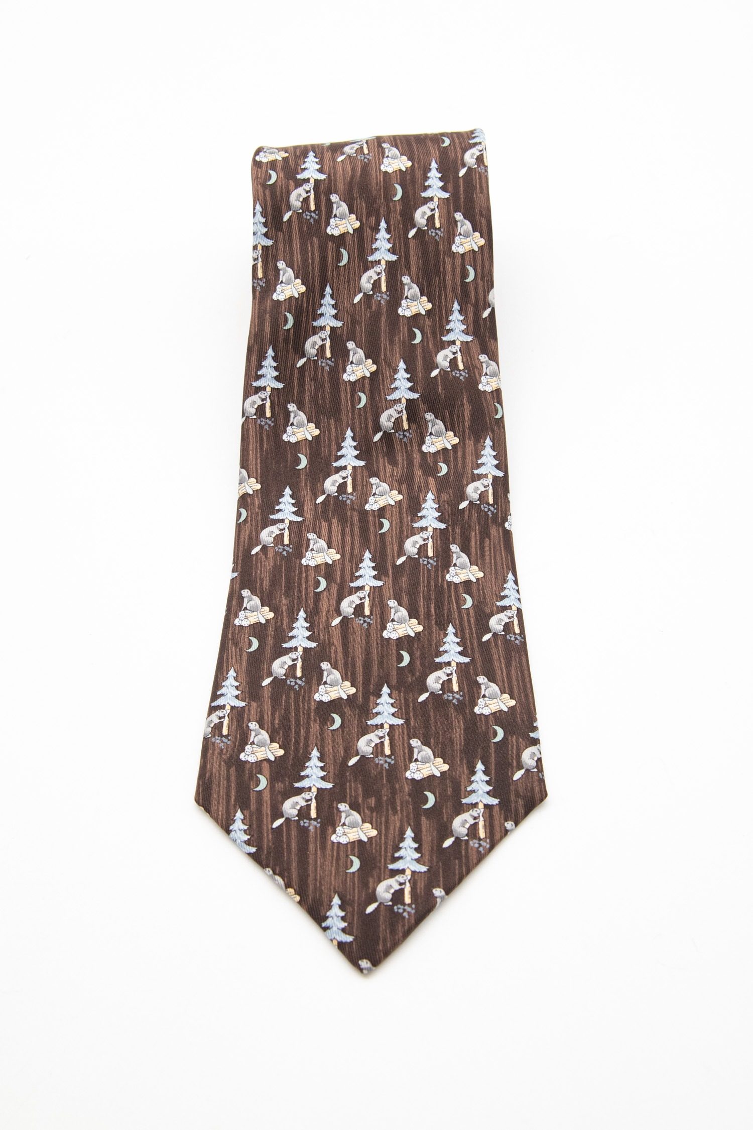 Thumbnail of http://Hermès%20Krawatte%20mit%20Biber-Muster%20in%20Dunkelbraun