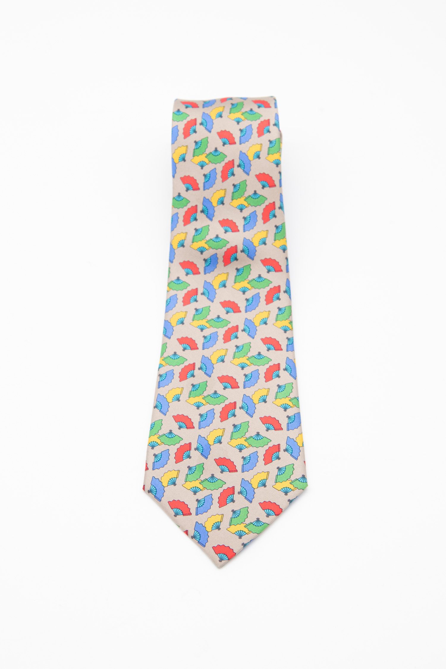 Hermès Krawatte mit Fächermuster in Hellgrau
