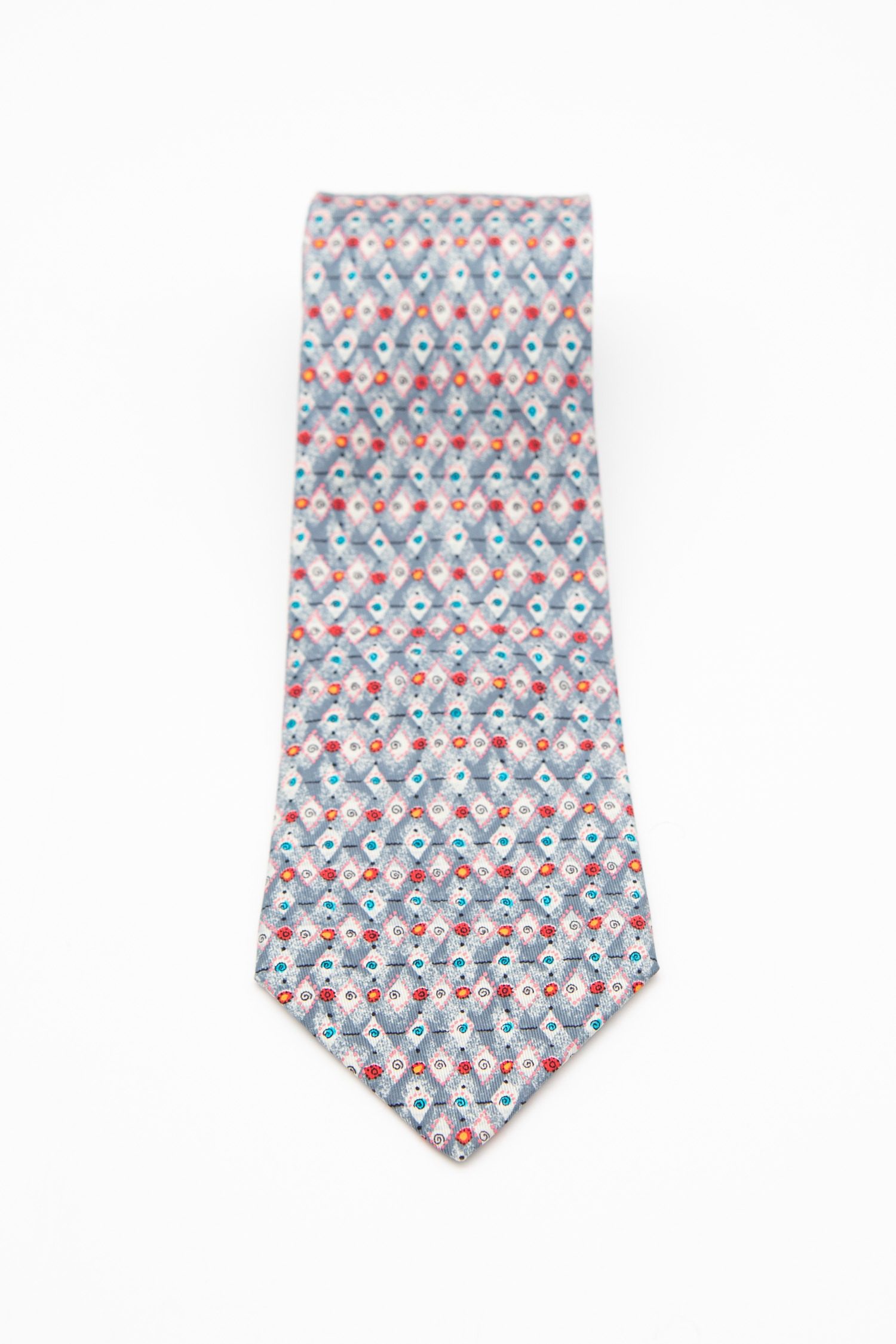 Thumbnail of http://Hermès%20Krawatte%20mit%20Rauten%20und%20Kringeln%20in%20Grau