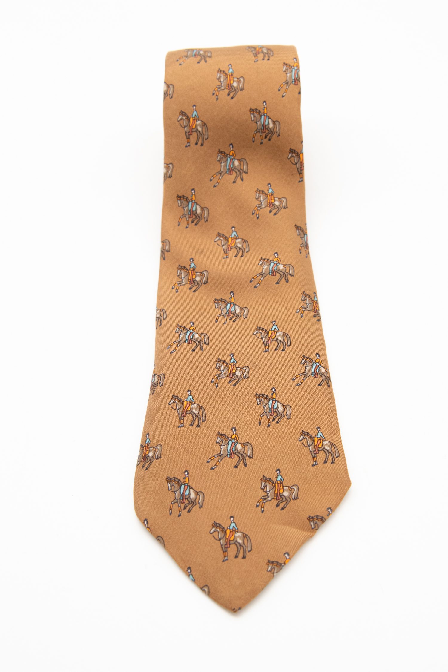 Thumbnail of http://Hermès%20Krawatte%20mit%20Reiter%20und%20Pferde%20Muster%20in%20Hellbraun