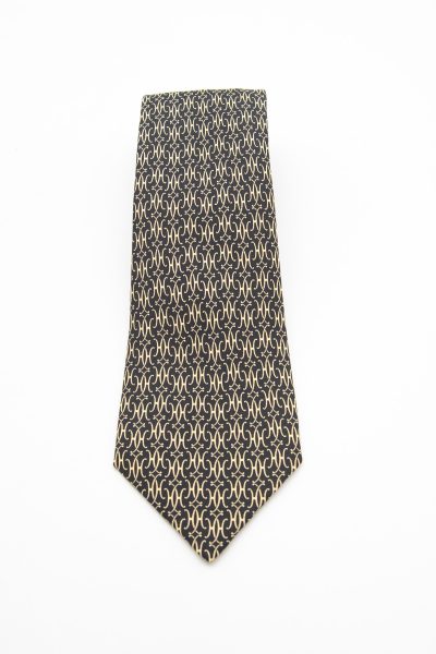 Hermès Krawatte mit H-Muster in Schwarz und Hellgelb