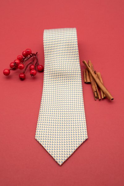 Hermès Krawatte mit geometrischem Muster in Gelb und Blau