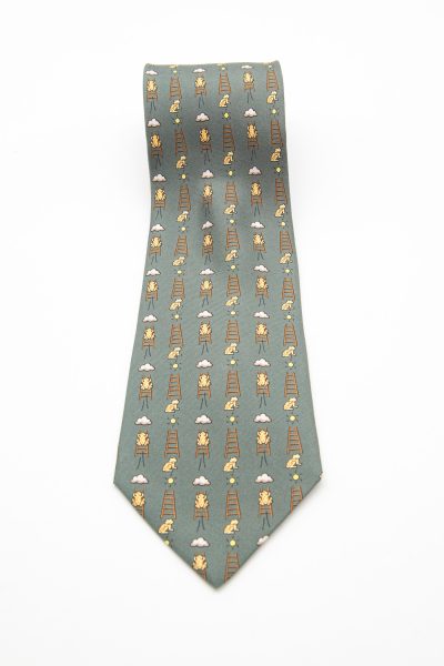 Hermès Krawatte mit Wetterfrosch-Motiv in Khaki