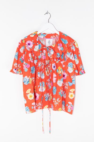 HORROR VACUI "Coco" Bluse in Korallfarben