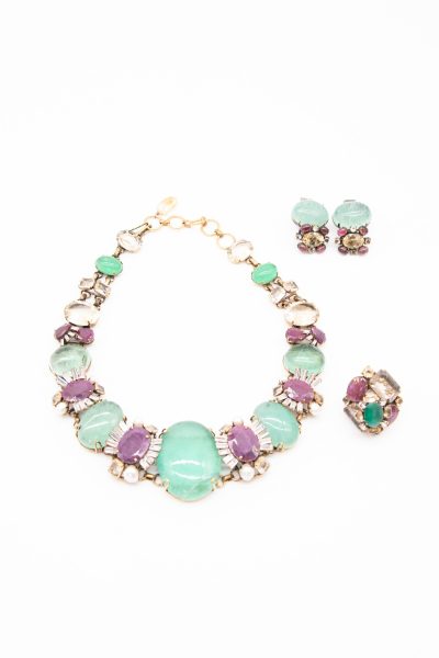 Iradj Moini Schmuck-Set in Gold, Grün und Lila