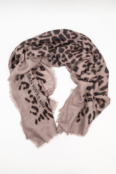Iris von Arnim Tuch mit Leomuster in Braun, Schwarz und Beige