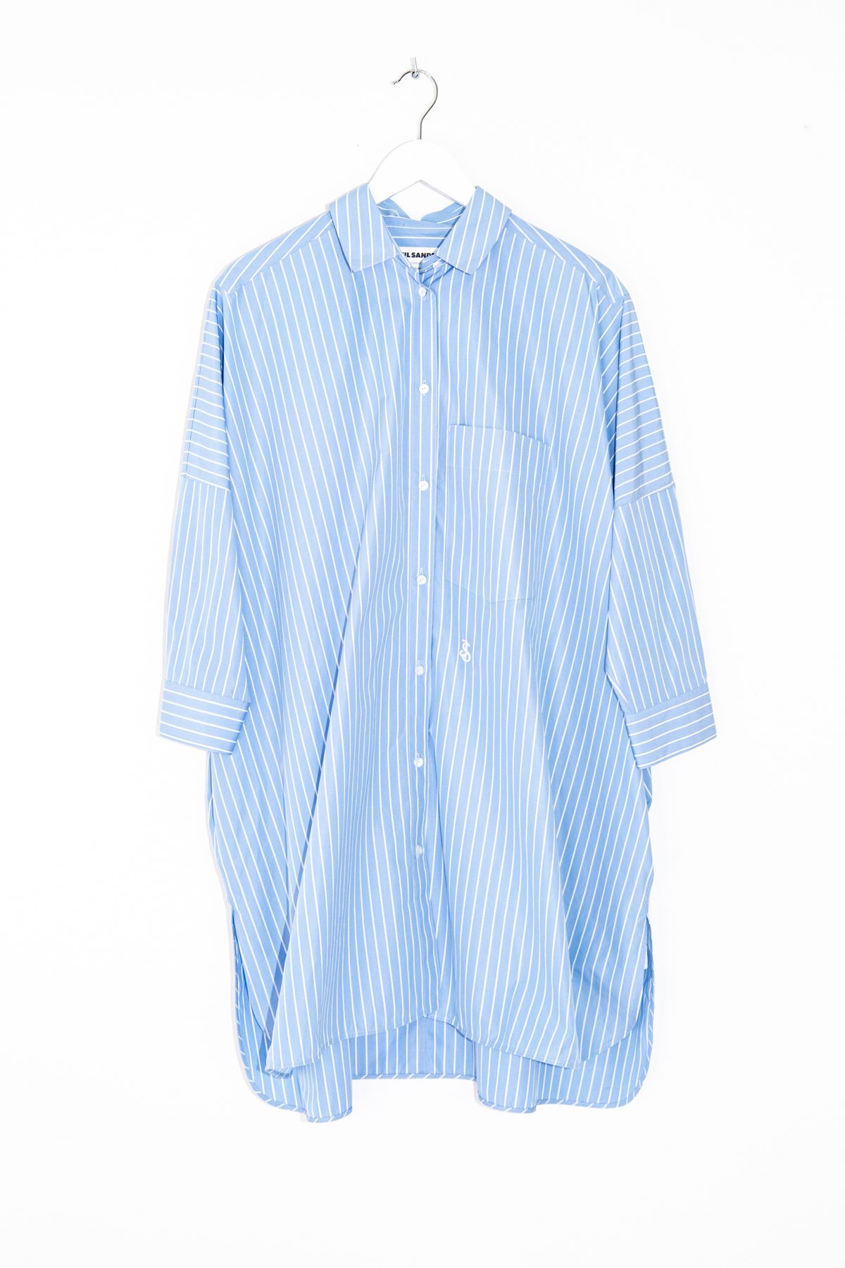 Jil Sander "Sunday Stripes" Hemdblusenkleid in Hellblau und Weiß