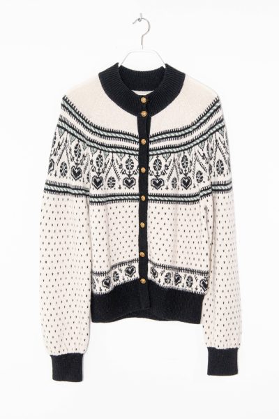 Khaite "Marc" Strickjacke mit Fair-Isle-Intarsienmuster in Ecru