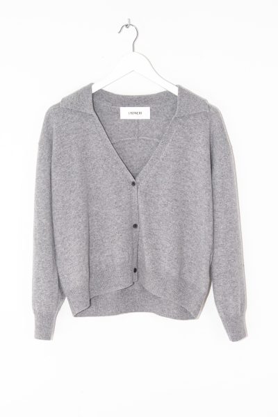 Ladneri Strickjacke mit Kragen in Grau