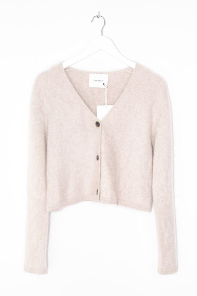 Lisa Yang "Filippa" kurze Strickjacke in Hellbeige