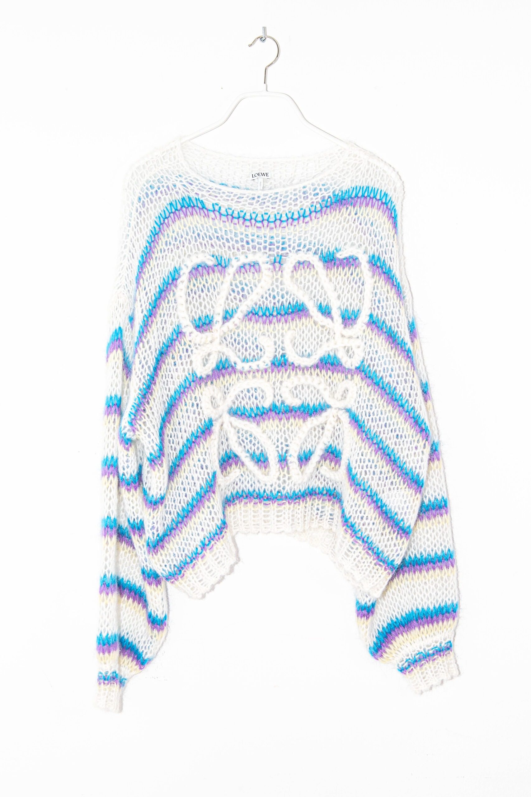 Loewe "Anagram" Strickpullover mit Streifen in Weiß