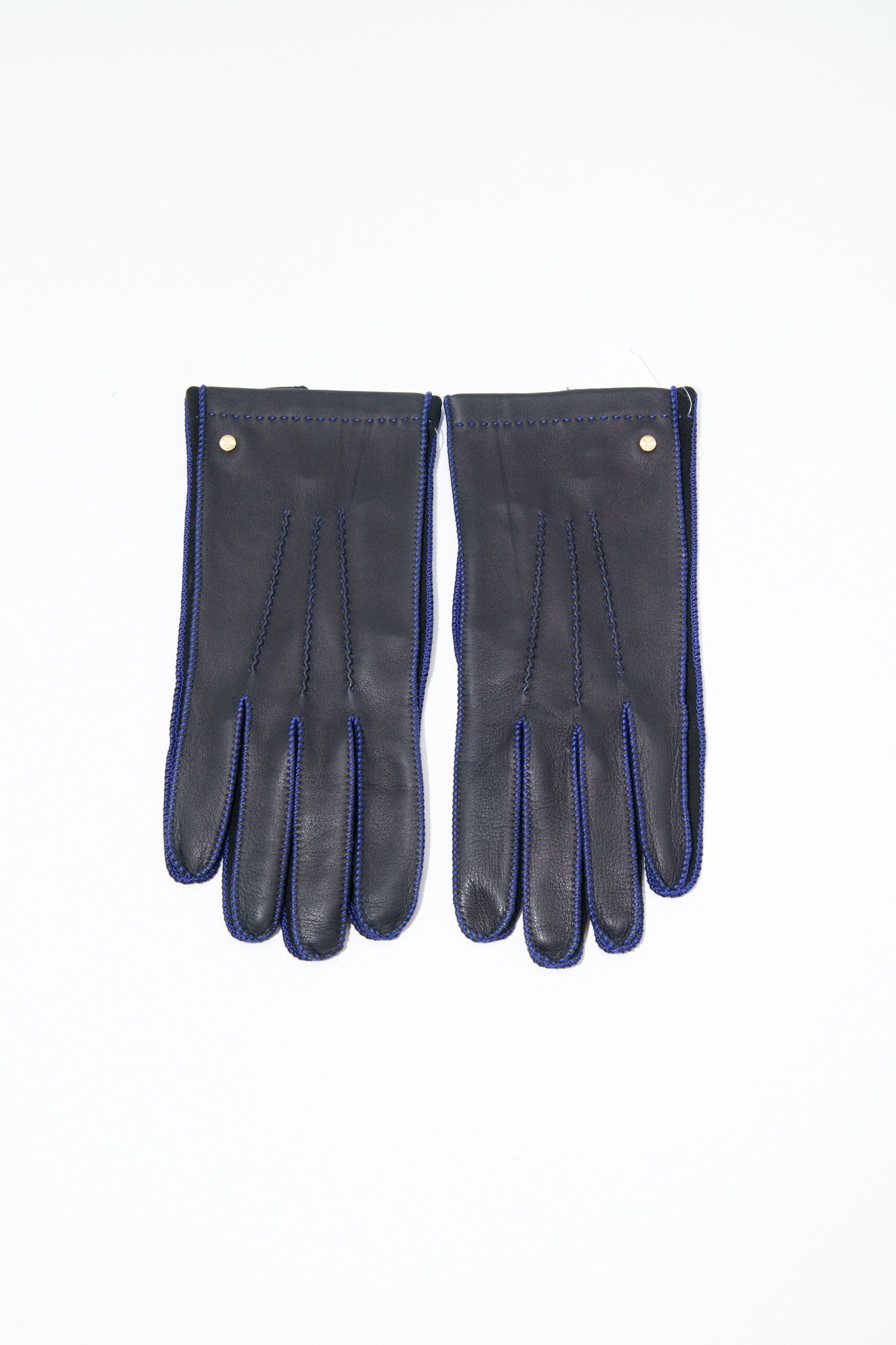 Thumbnail of http://Louis%20Vuitton%20Lederhandschuhe%20mit%20Kontrastnähten%20in%20Schwarz%20und%20Blau