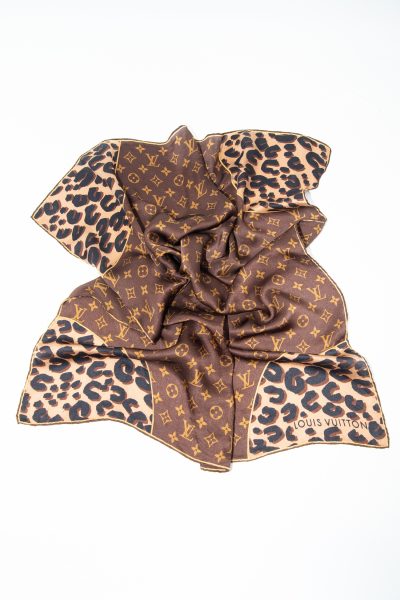 Louis Vuitton Seidentuch mit Monogramm und Leopardenmuster