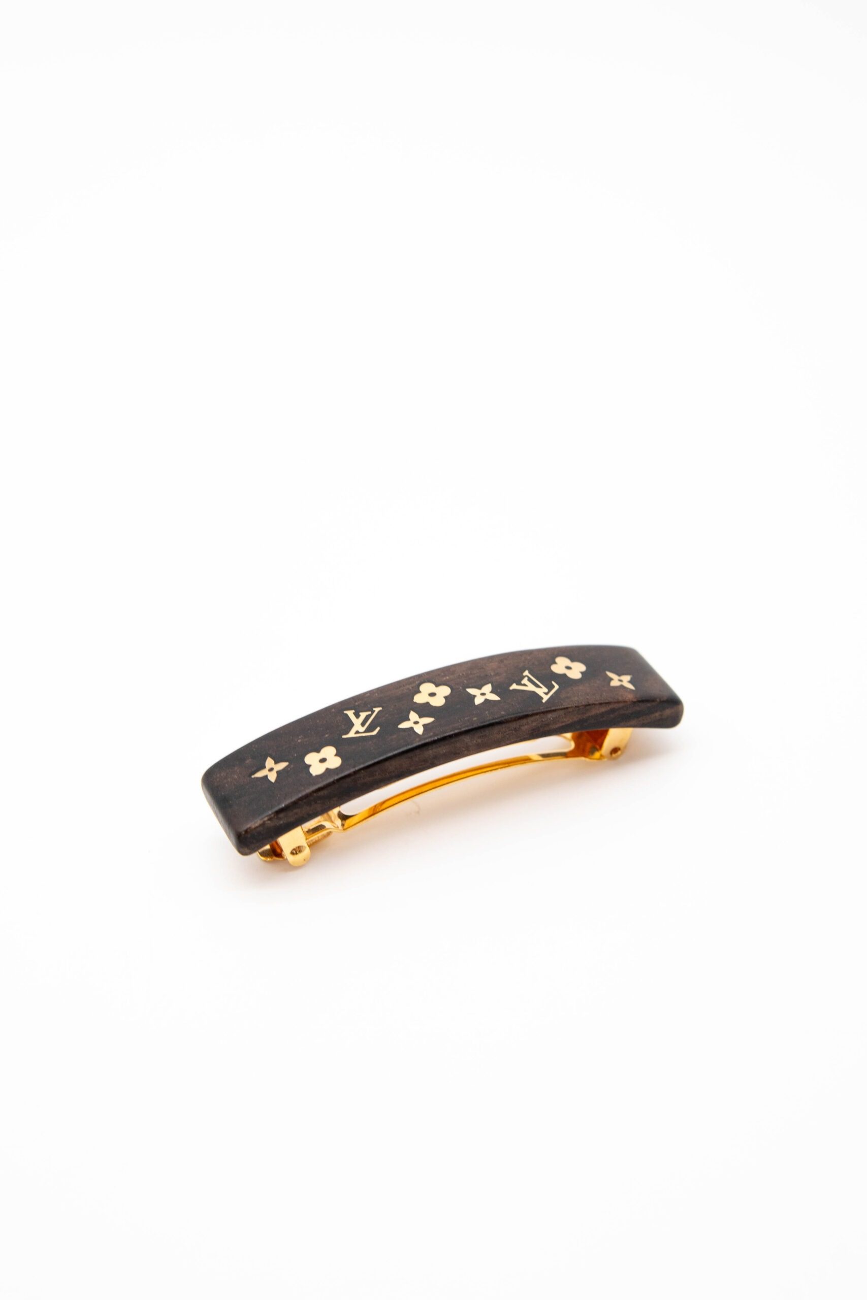 Thumbnail of http://Louis%20Vuitton%20Haarspange%20mit%20Monogramm%20in%20Dunkelbraun%20und%20Gold