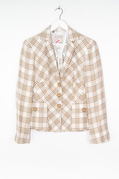 Maison Common Blazer mit Karomuster in Ecru und Beige