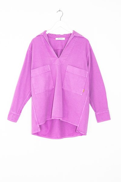 Max Mara "Loretta" Oversized Hemdbluse in Lila