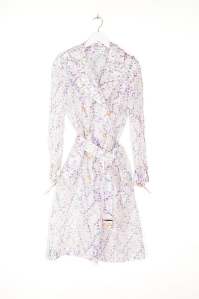 Max Mara Trenchcoat aus Seidenorganza in Weiß und Lavendel