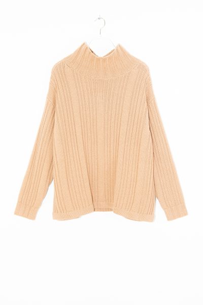 Max Mara Strickpullover mit Stehkragen in Camel