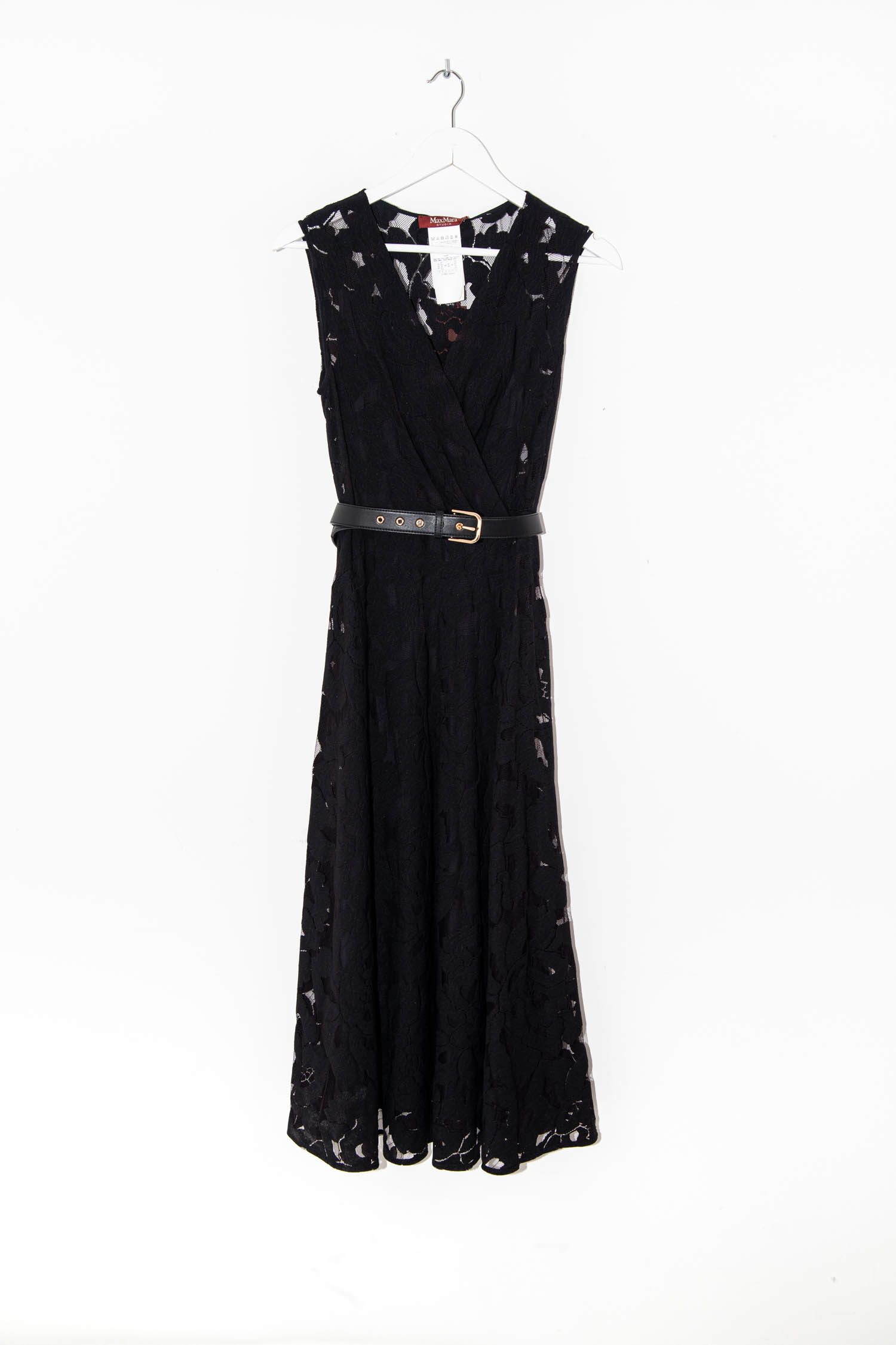 Max Mara "Liriche" Maxikleid mit Gürtel in Schwarz