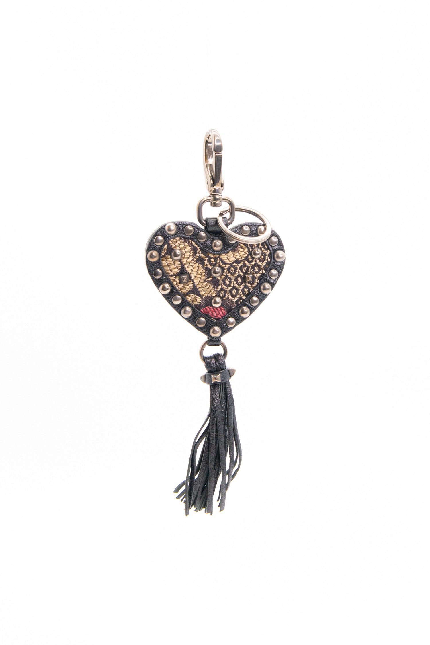 Thumbnail of http://Miu%20Miu%20Herzförmiger%20Taschenanhänger%20in%20Schwarz%20und%20Silber