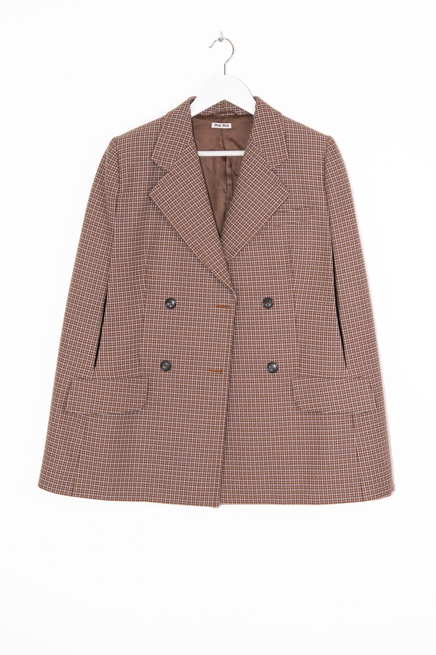 Thumbnail of http://Miu%20Miu%20Cape%20mit%20Hahnentrittmuster%20in%20Braun